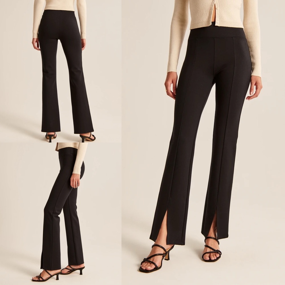 Abercrombie & Fitch Split Hem Black Boot Cut Flare Pants